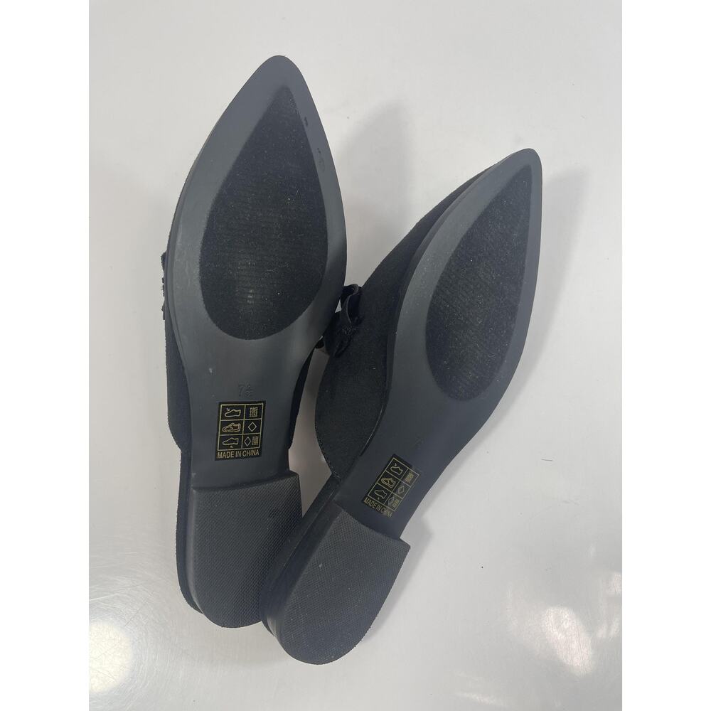 Journee Collection Kessie Shoes Womens Size 7.5 Black Ruffle Pointed Toe Mules - Picture 6 of 9